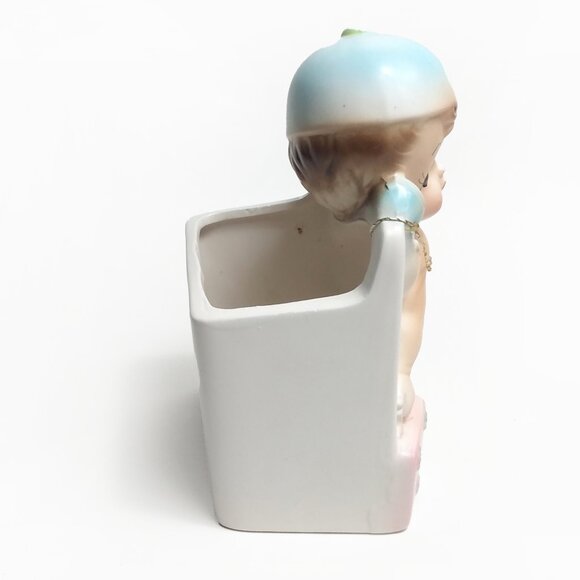 Vintage  1950's Rubens-Japan Baby Ceramic Planter "Just Arrived" Suitcase/Phone - Picture 6 of 12